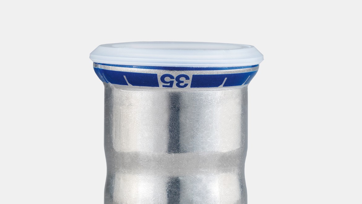 Geberit Mapress Edelstahl Fitting mit Schutzkappen